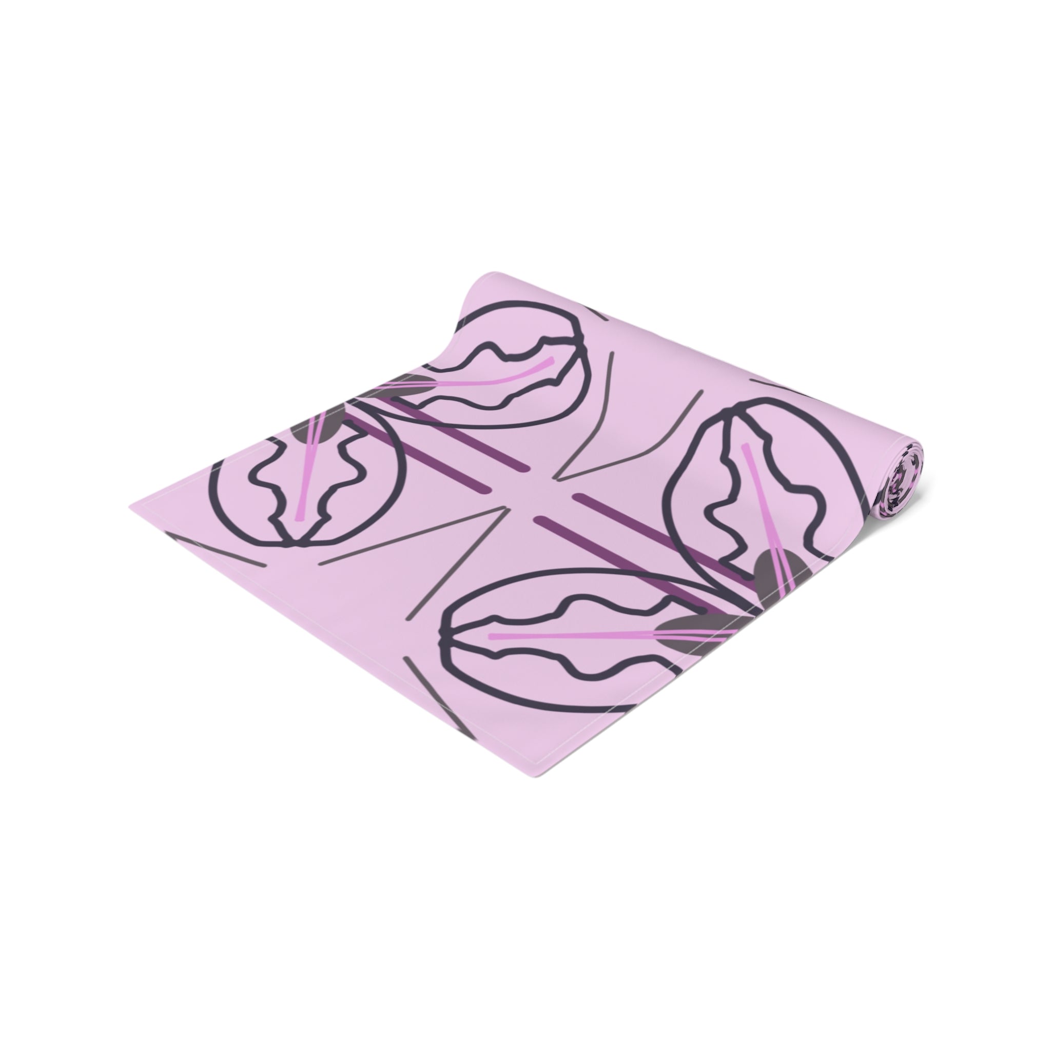 Pink Floral Geometric Table Runner — Modern Blossom Dining Decor