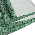 Emerald Marble Table Runner — Green Swirl Cotton-Poly Dining Decor