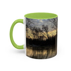 Sunset Reflection Coffee Mug — Forest Silhouette Accent Mug