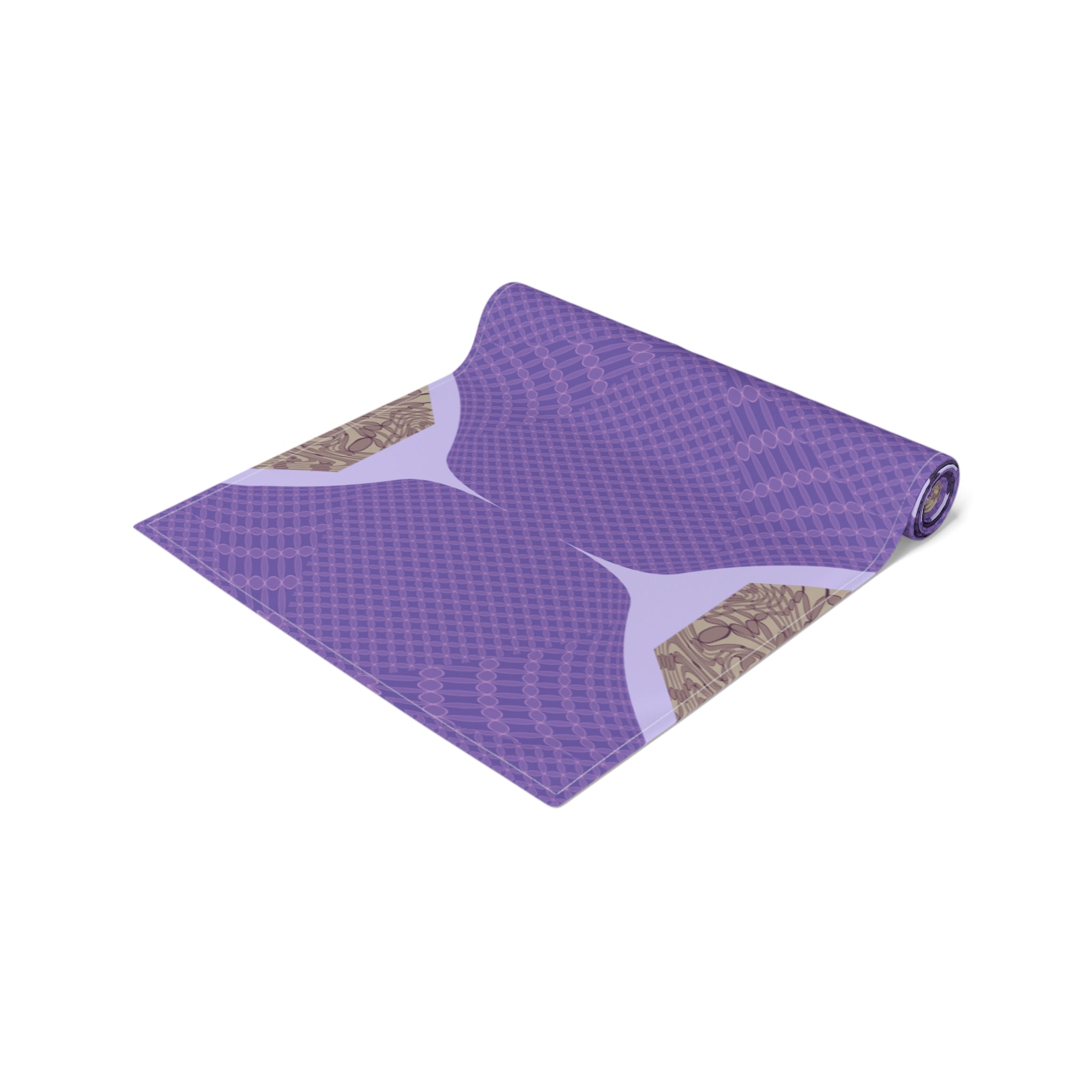 Purple Geometric Table Runner — Modern Abstract Dining Accent