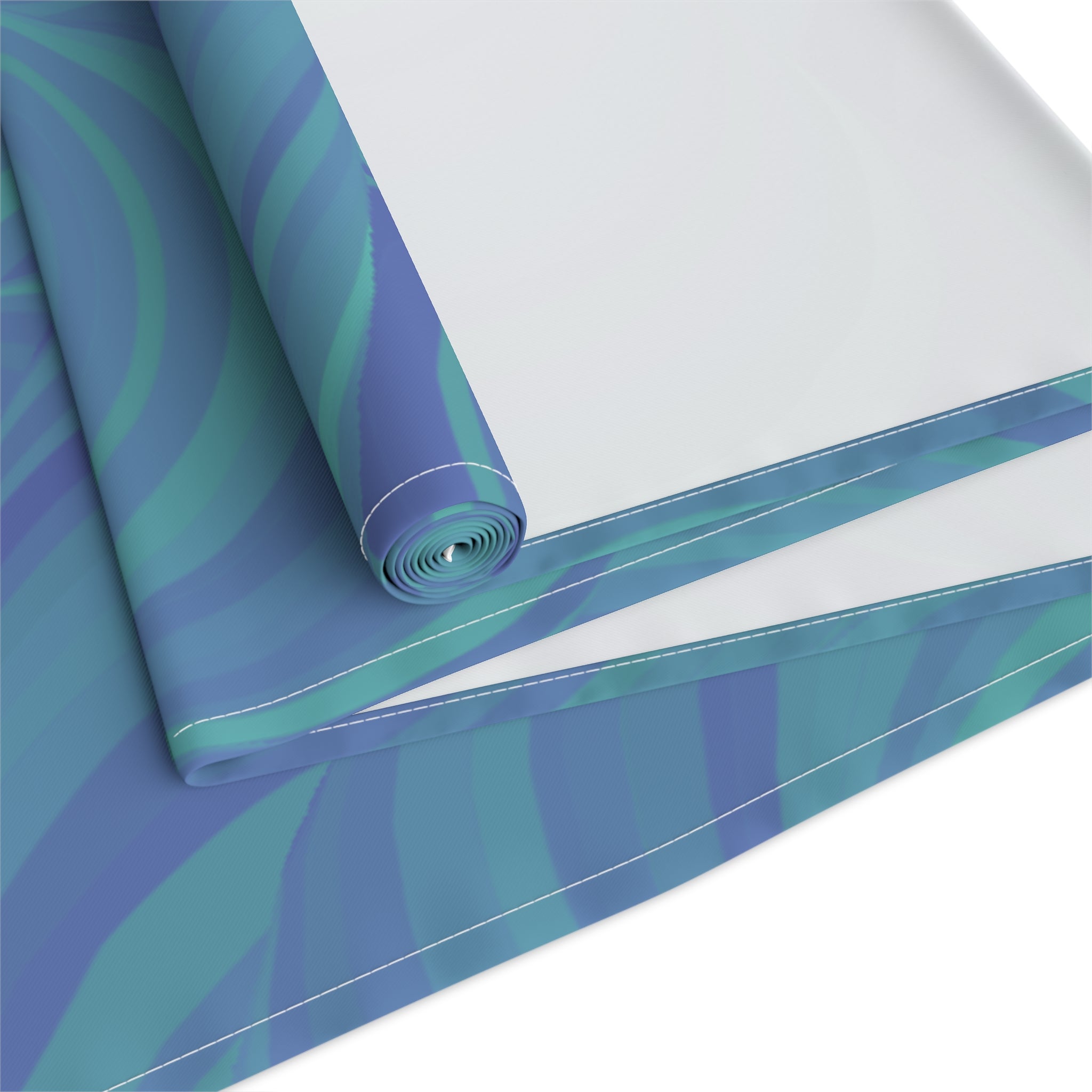 Blue Teal Swirl Table Runner — Abstract Coastal Pattern for Dining & Entertaining