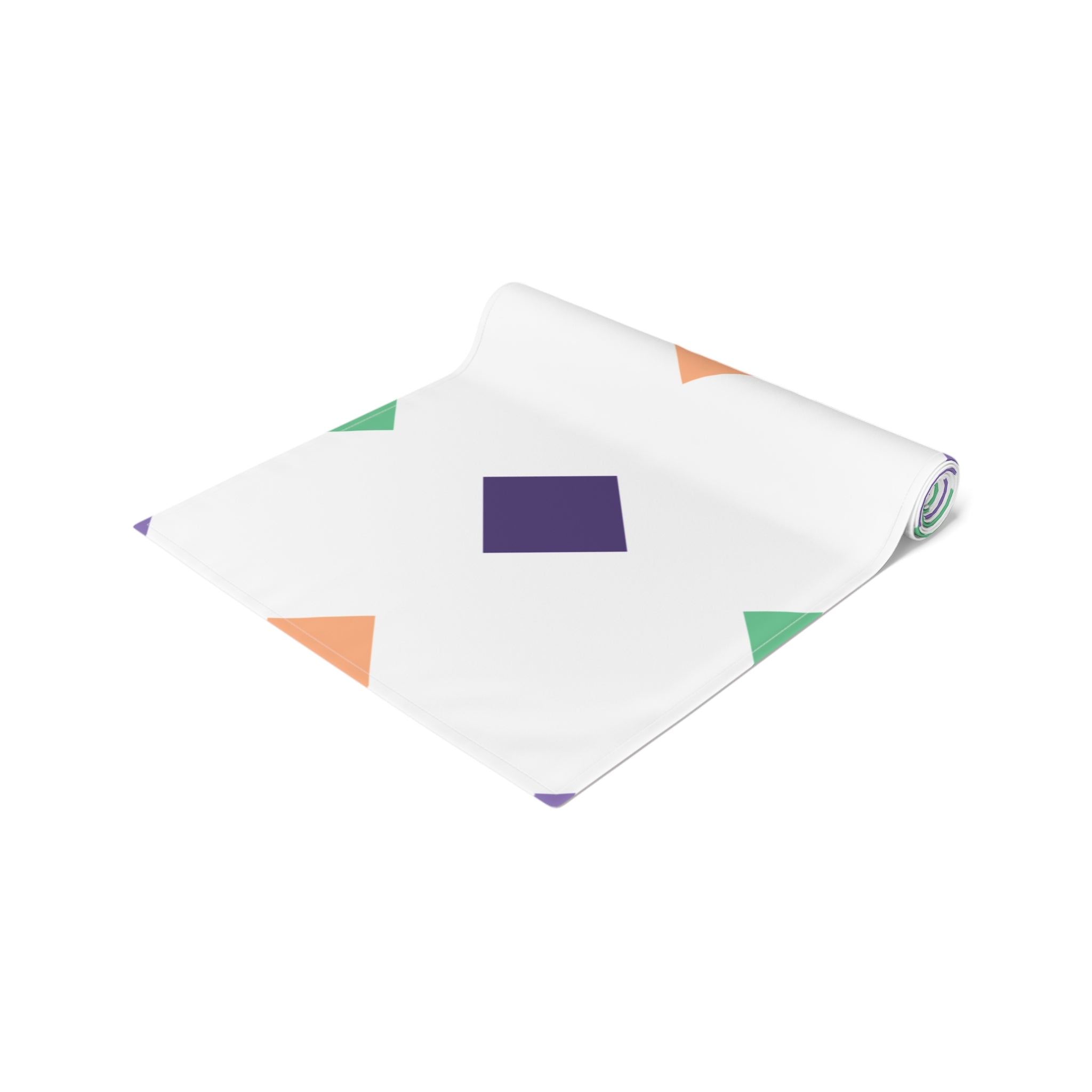 Geometric Diamond Pattern Table Runner — Modern Colorful Cotton-Poly Decor