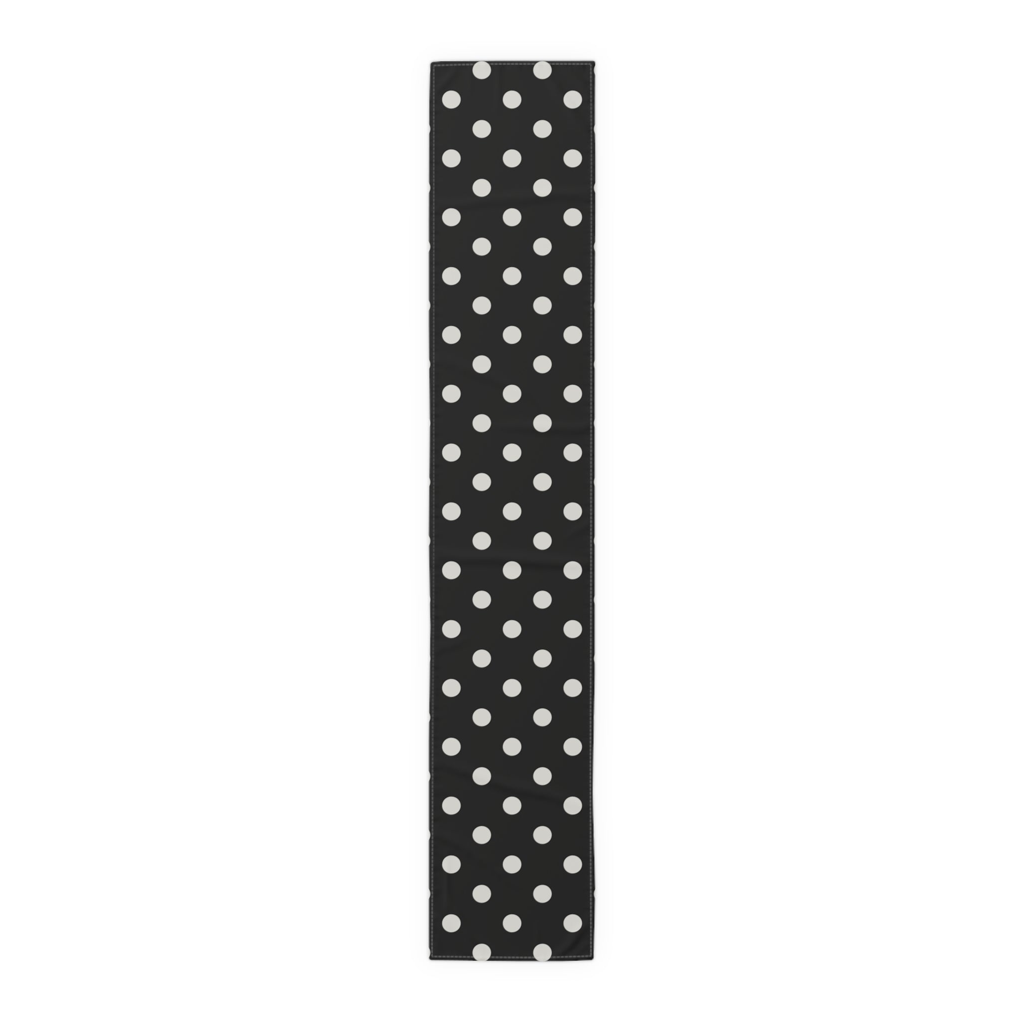 Black Polka Dot Table Runner – Classic Dotted Cotton-Poly Dining Accent