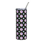 20oz Stainless Steel Tumbler — Iridescent Floral Dot Pattern on Black