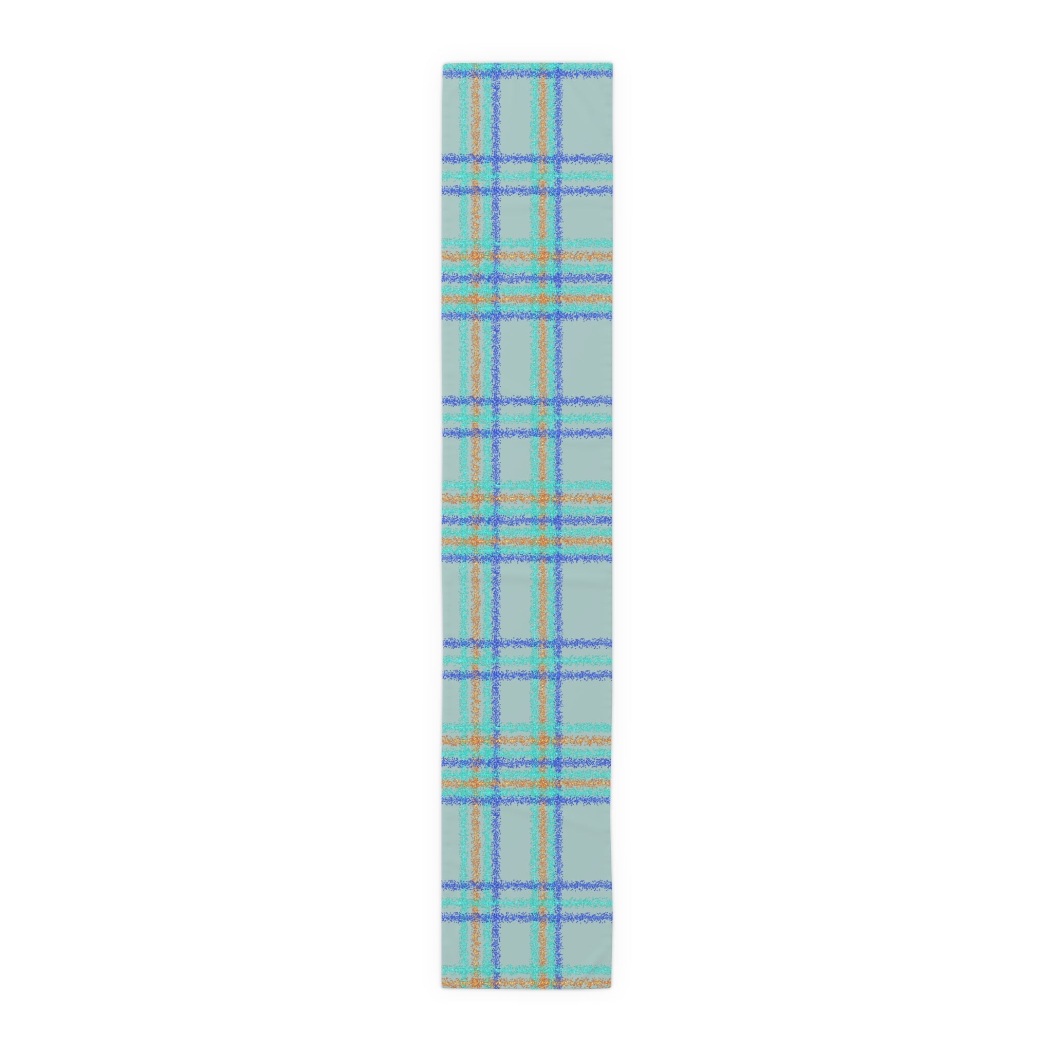 Pastel Plaid Table Runner — Blue, Lavender & Mint Cotton-Poly Decor