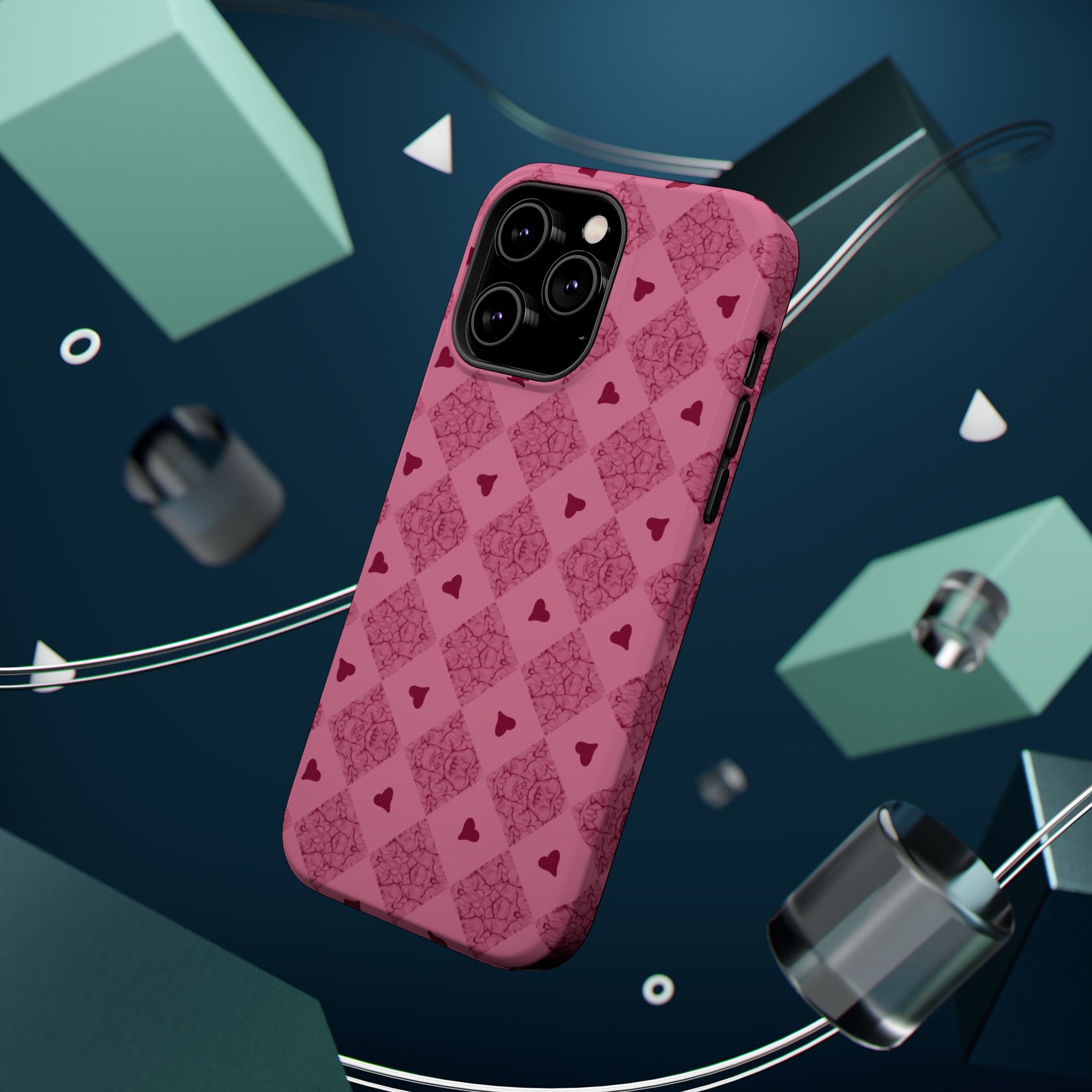 Pink Vintage Hearts Magnetic Impact-Resistant Phone Case