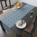 Blue Moroccan Tile Table Runner — Cotton-Poly Decorative Dining Accent