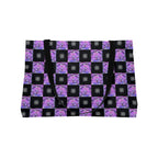 Purple Checkerboard Weekender Tote Bag — Floral Pattern Overnight Bag
