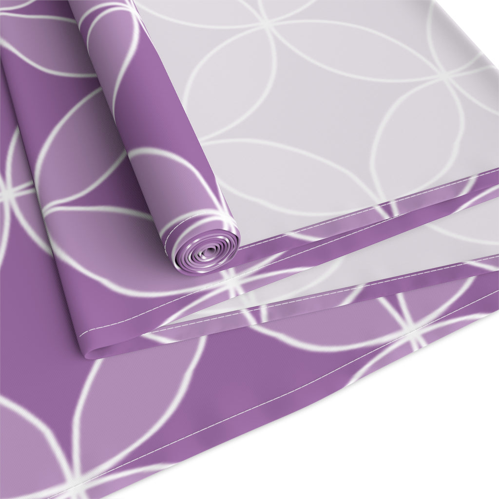 Purple Geometric Table Runner – Modern Circle Pattern Dining Decor