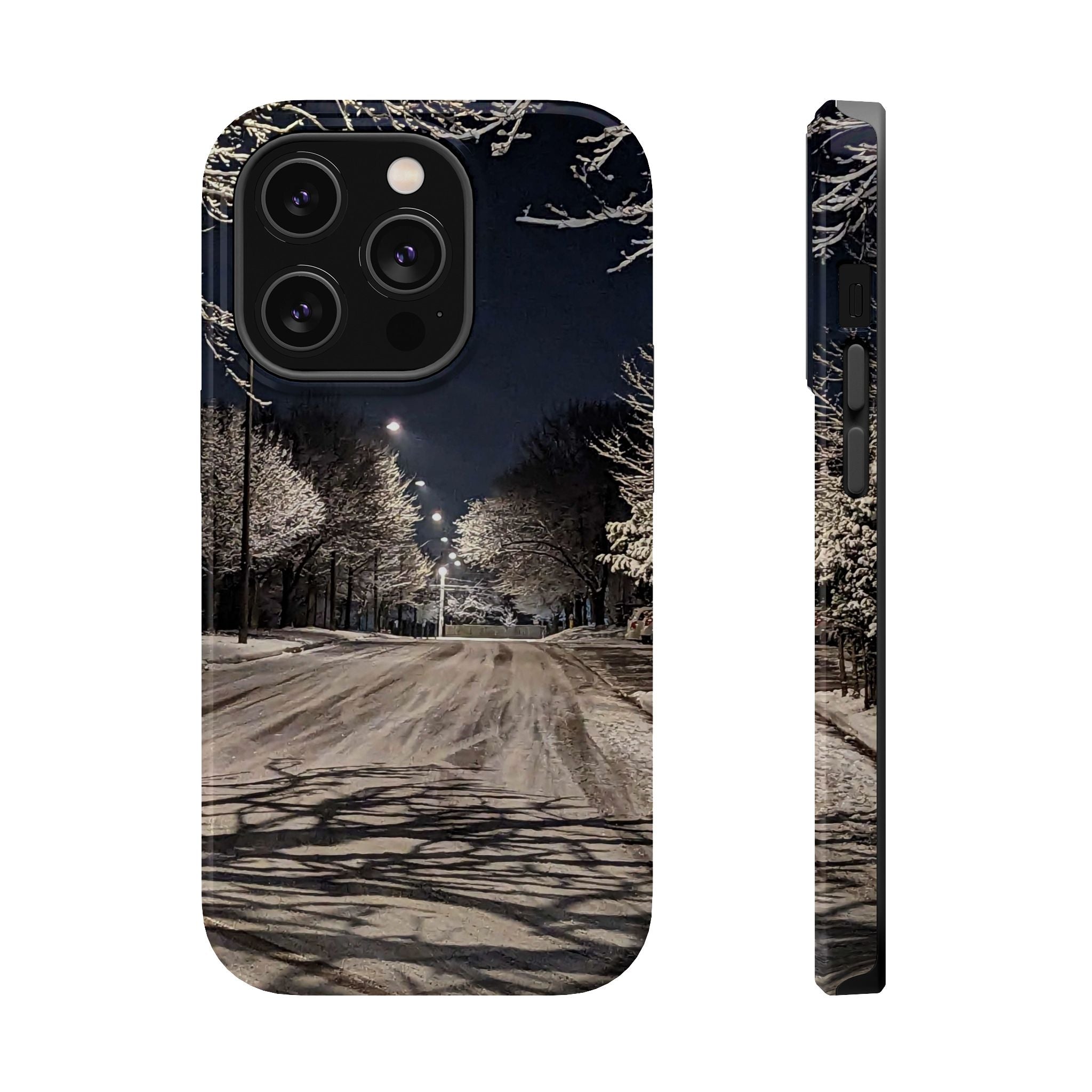 Winter Night Snow Road Magnetic Impact-Resistant Phone Case