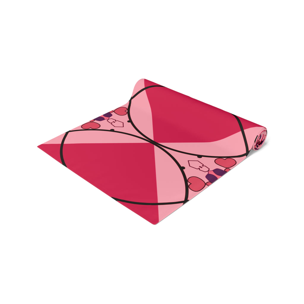 Pink Geometric Heart Table Runner