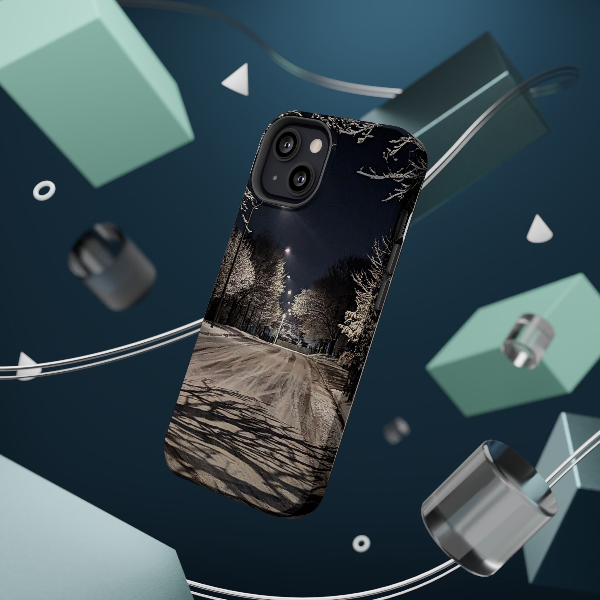 Winter Night Snow Road Magnetic Impact-Resistant Phone Case