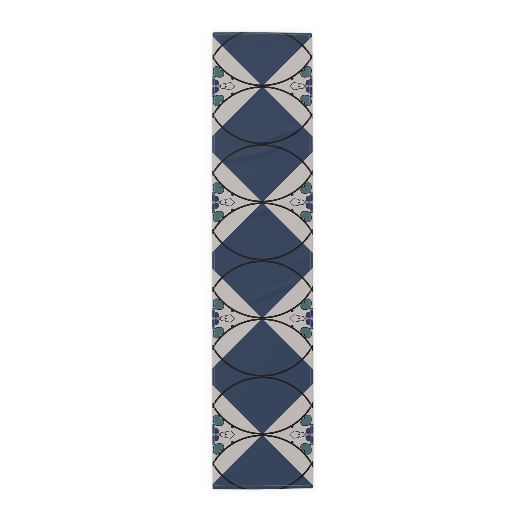 Geometric Navy Tile Table Runner