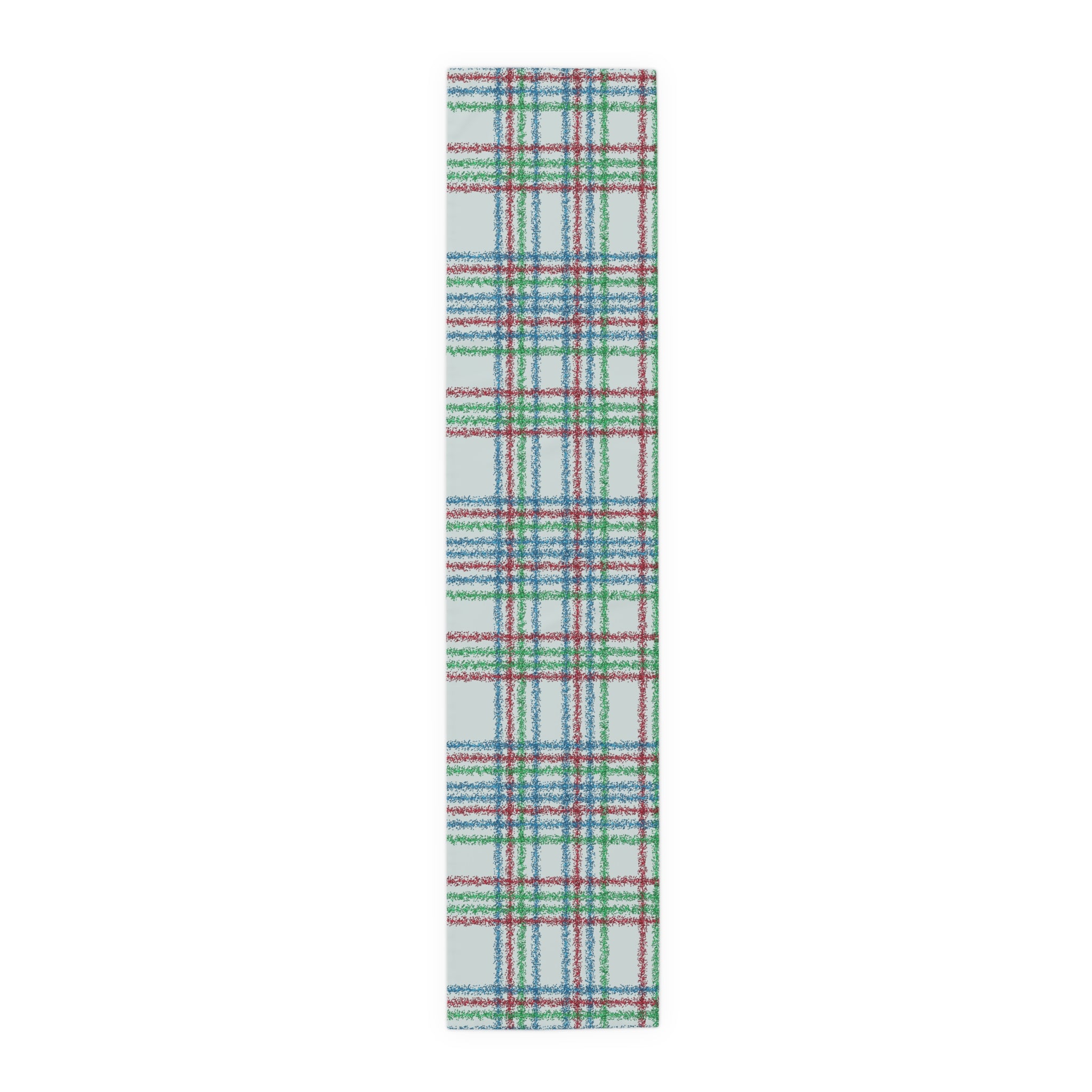 Festive Plaid Table Runner — Red, Green & Blue Holiday Plaid Cotton-Poly Blend
