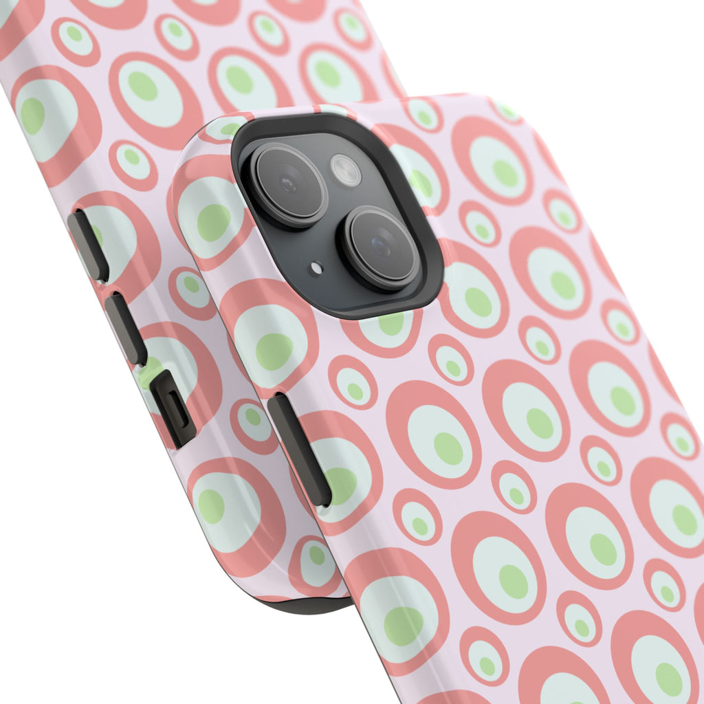 Pink Retro Circles Magnetic Impact-Resistant Phone Case