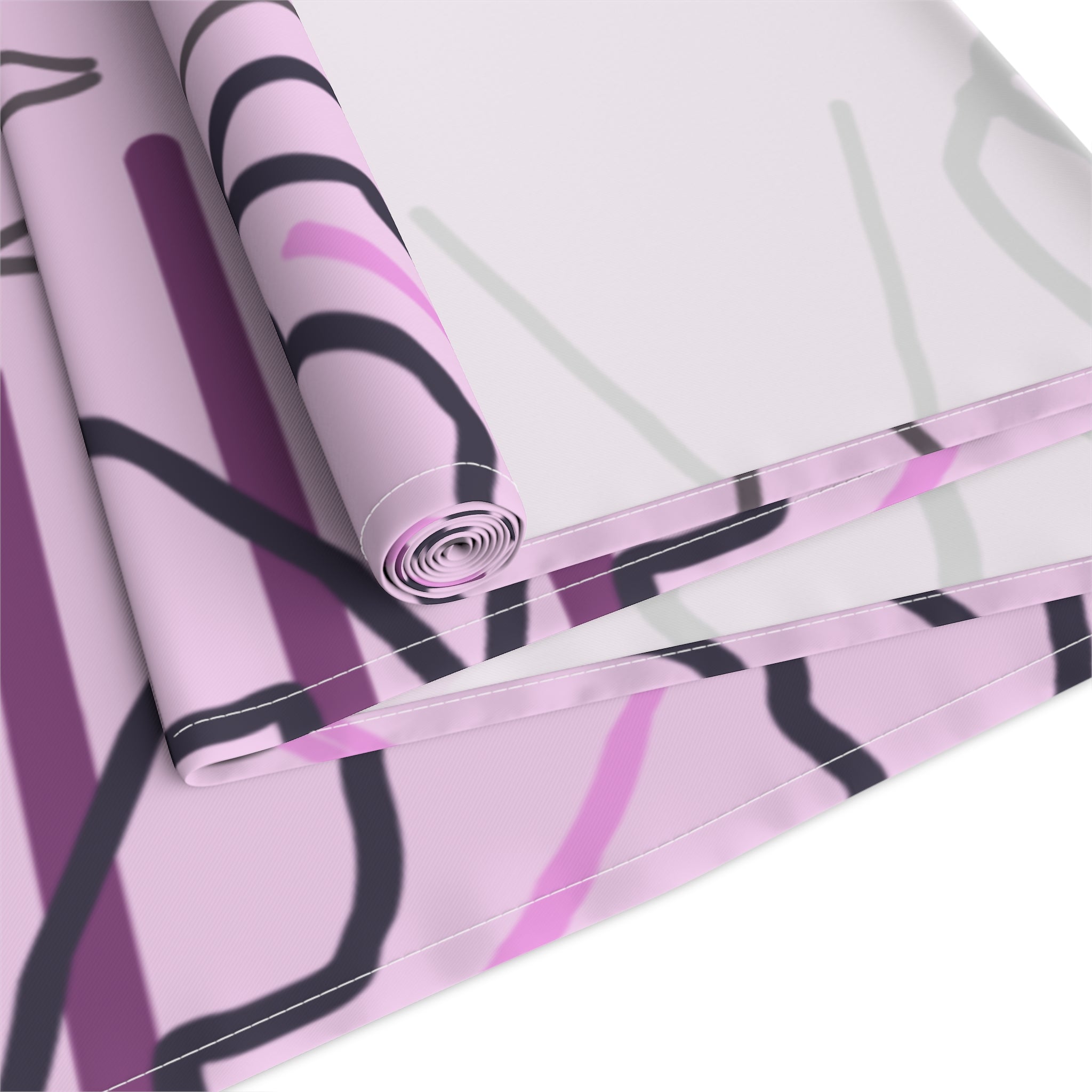 Pink Floral Geometric Table Runner — Modern Blossom Dining Decor