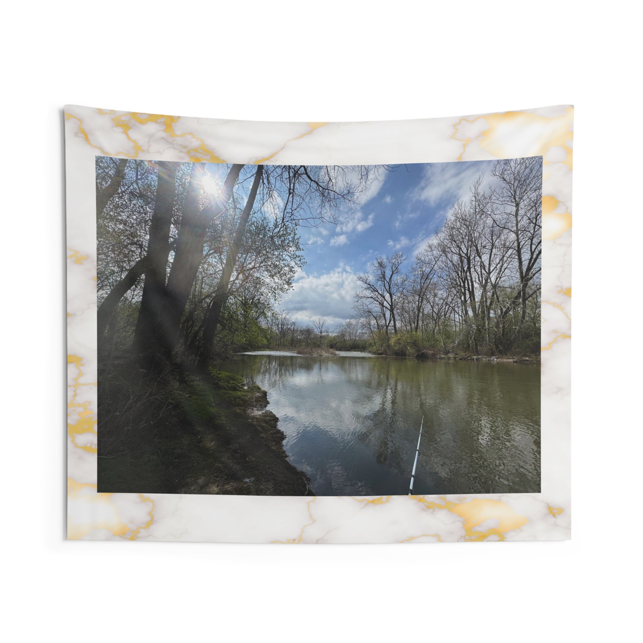 Gone Fishin' Scenic Riverbank Tapestry — Tranquil Nature Wall Hanging