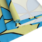 Geometric Blossom Table Runner — Blue & Lime Retro Pattern
