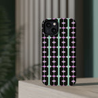 Geom Stripe Magnetic Phone Case — Black with Mint & Lavender Pattern