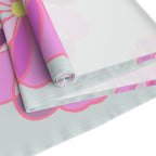 Pink Retro Floral Table Runner — Midcentury Flower Pattern Cotton-Poly Blend