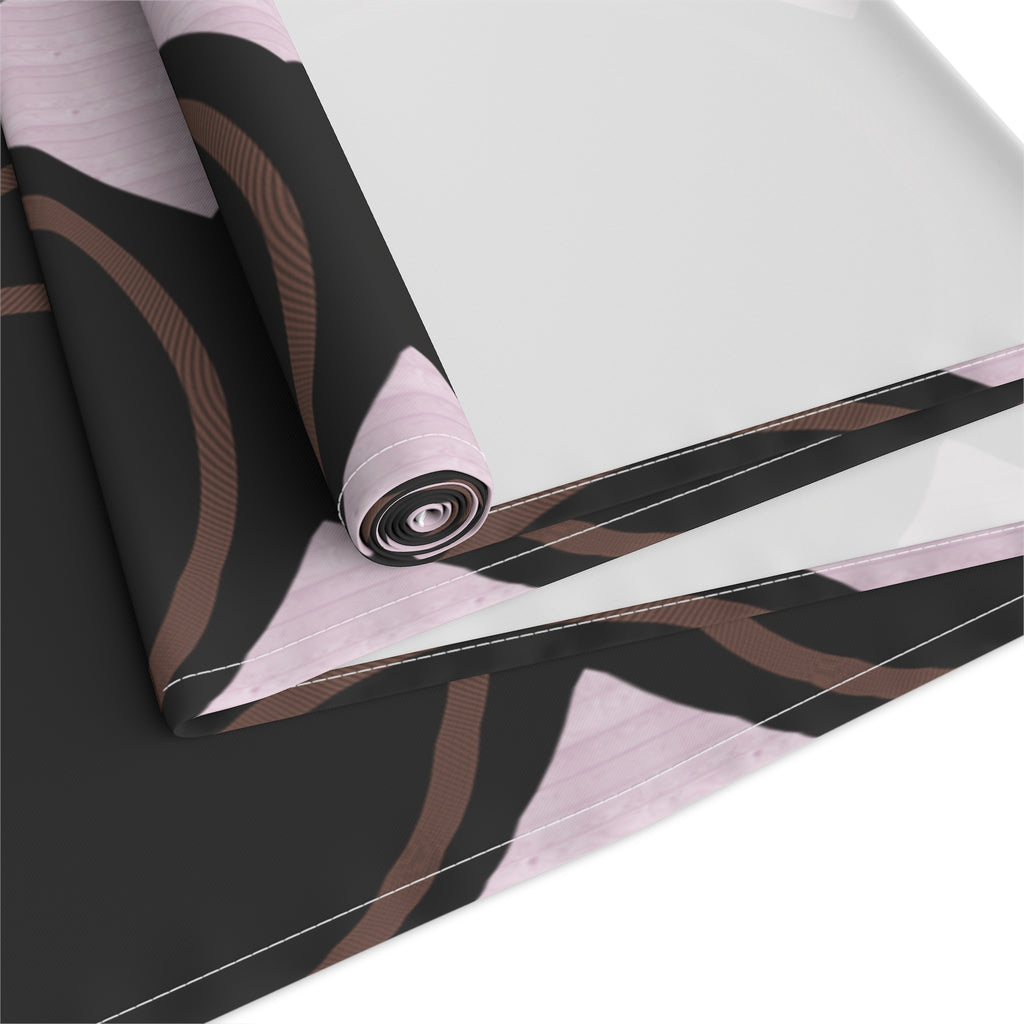 Modern Geo Circle Table Runner — Black & Blush Retro Pattern