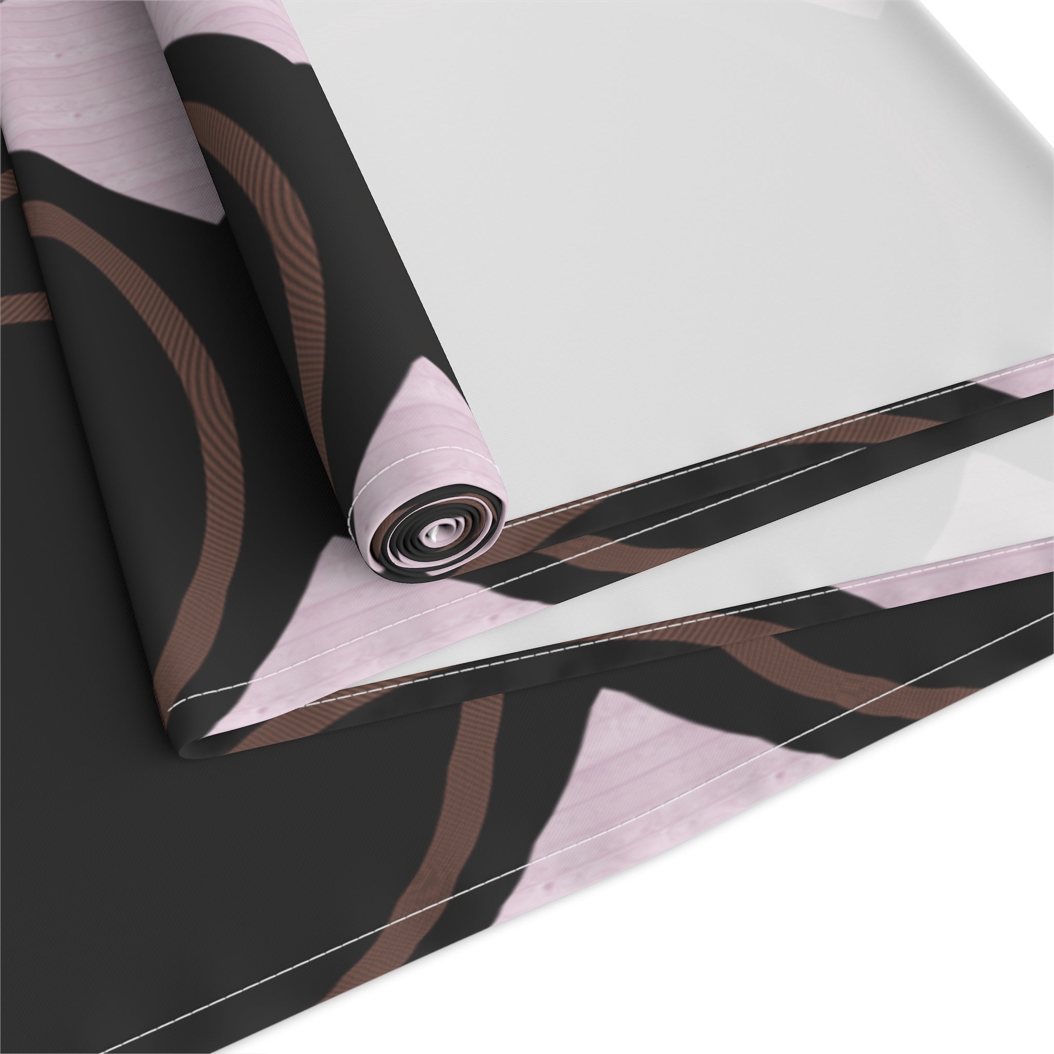 Modern Geo Circle Table Runner — Black & Blush Retro Pattern