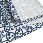 Blue Moroccan Tile Table Runner — Cotton-Poly Decorative Dining Accent