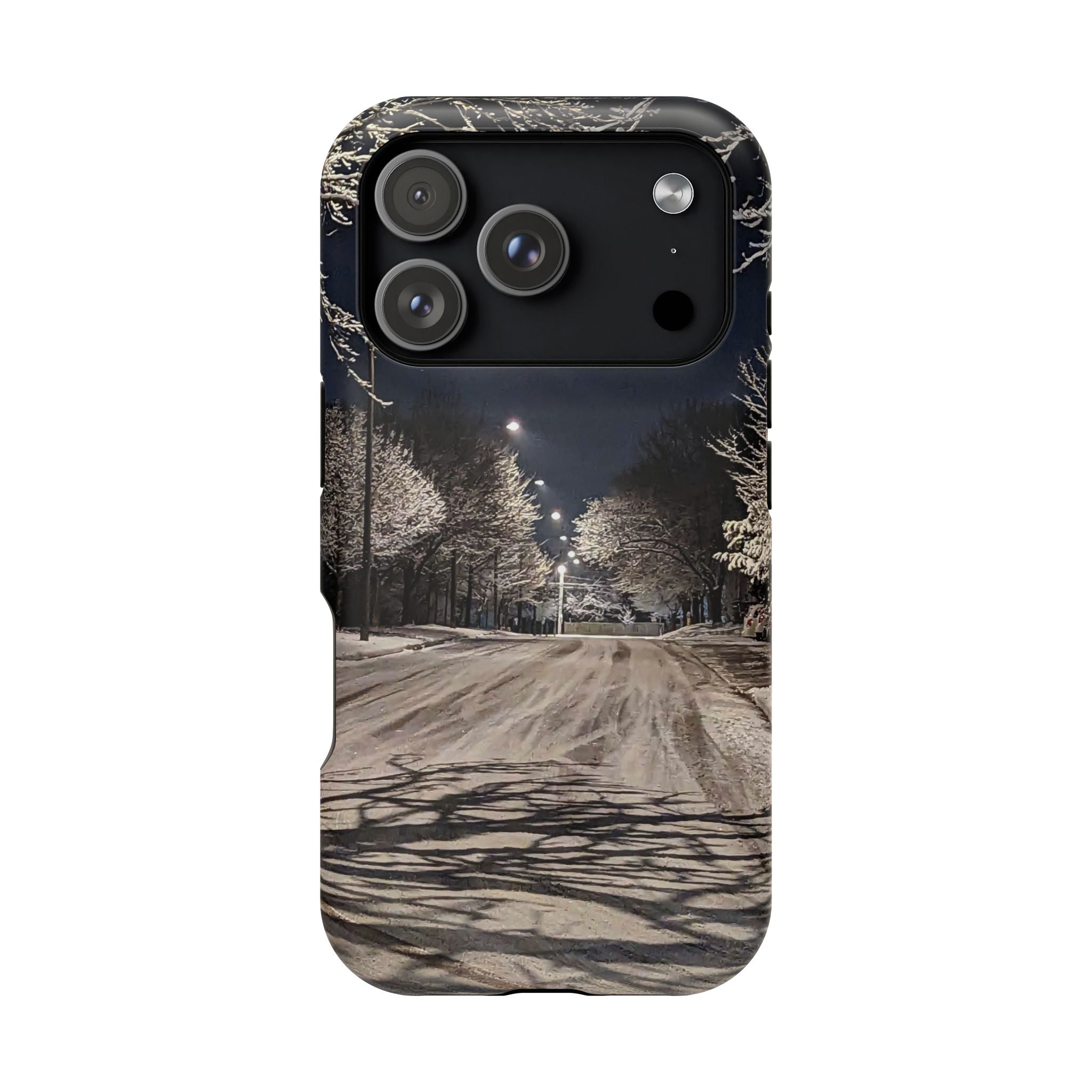 Winter Night Snow Road Magnetic Impact-Resistant Phone Case