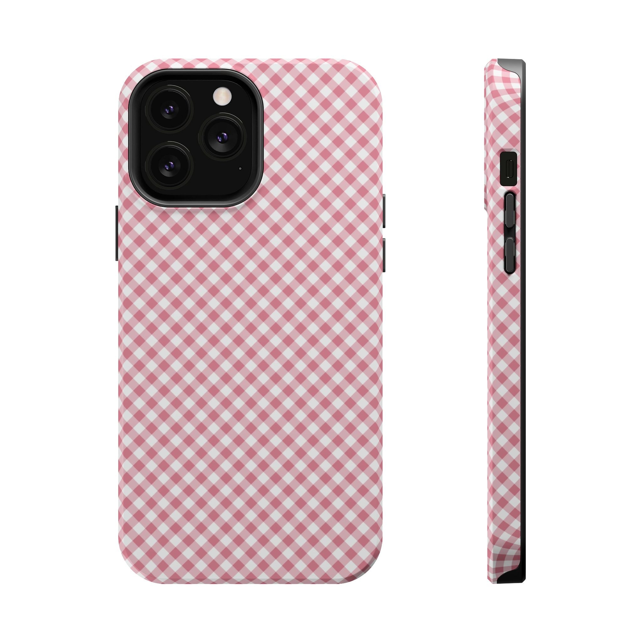 Pink Gingham Magnetic Impact-Resistant Phone Case