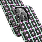 Geom Stripe Magnetic Phone Case — Black with Mint & Lavender Pattern