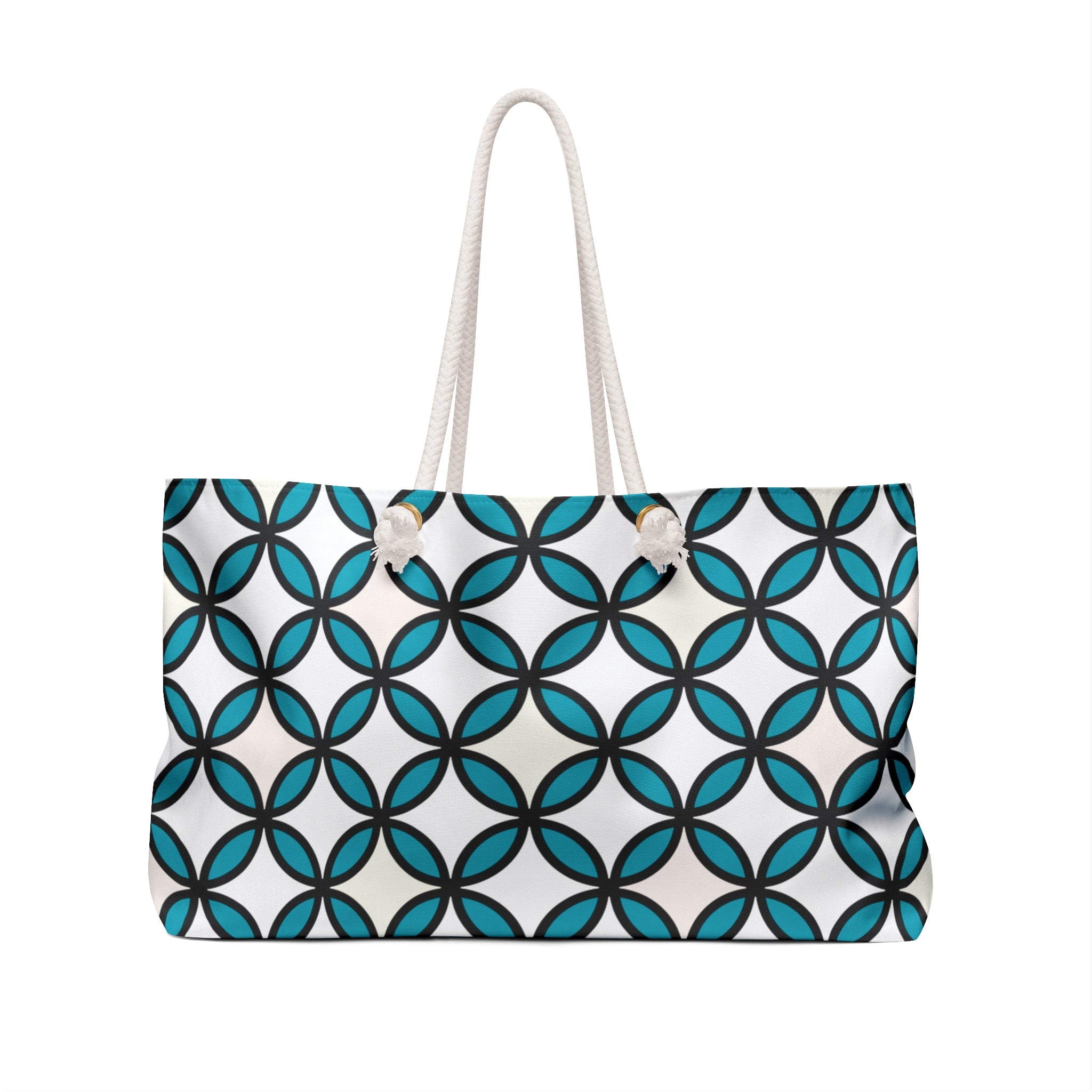 Teal Geometric Circle Weekender Bag — Stylish Travel Tote for Weekend Getaways