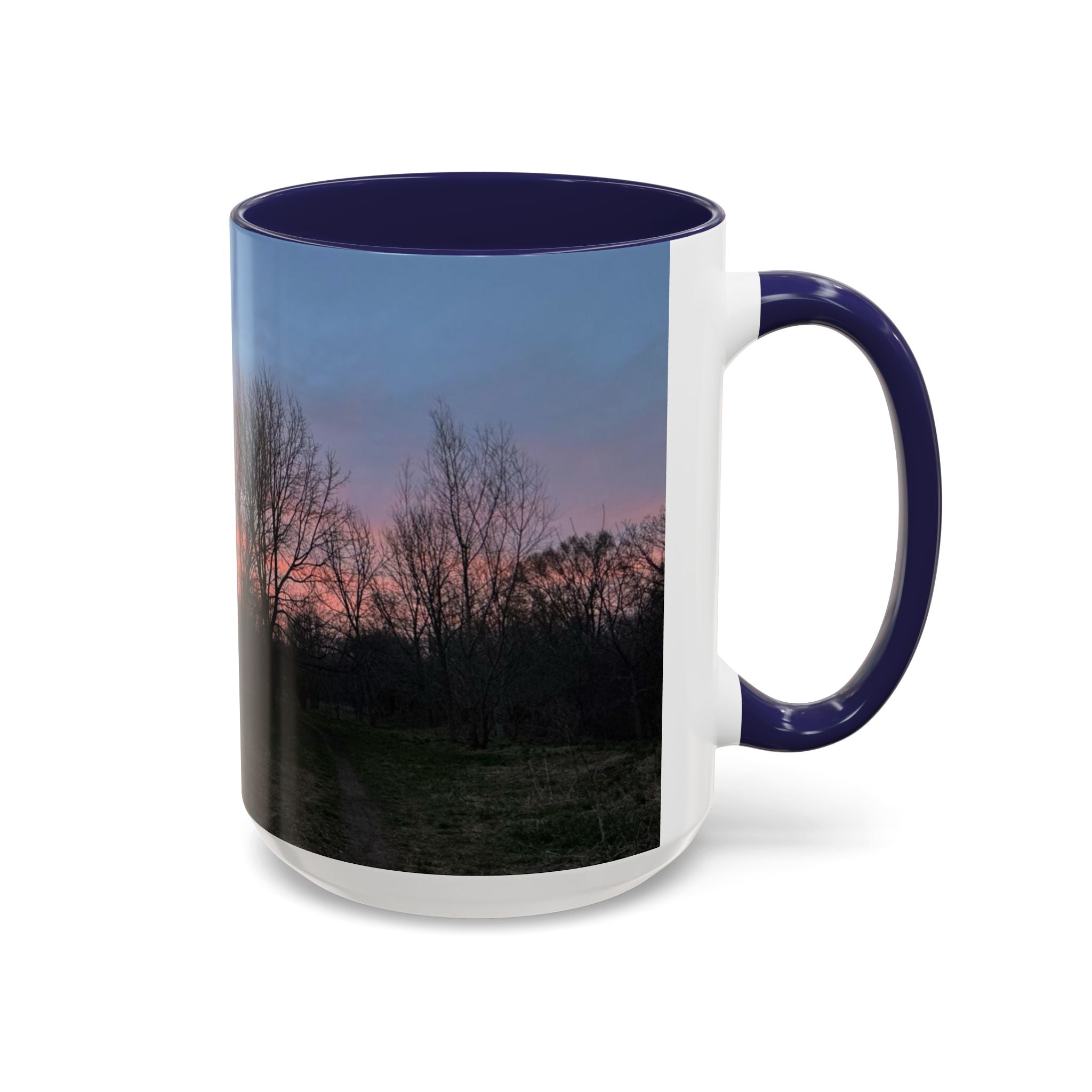 Sunset Silhouette In Derby, UK Coffee Mug — Scenic Tree Silhouette at Dusk (11/15oz)