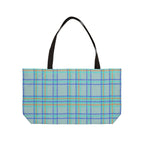 Blue Plaid Weekender Tote Bag – Lightweight Travel & Beach Carryall