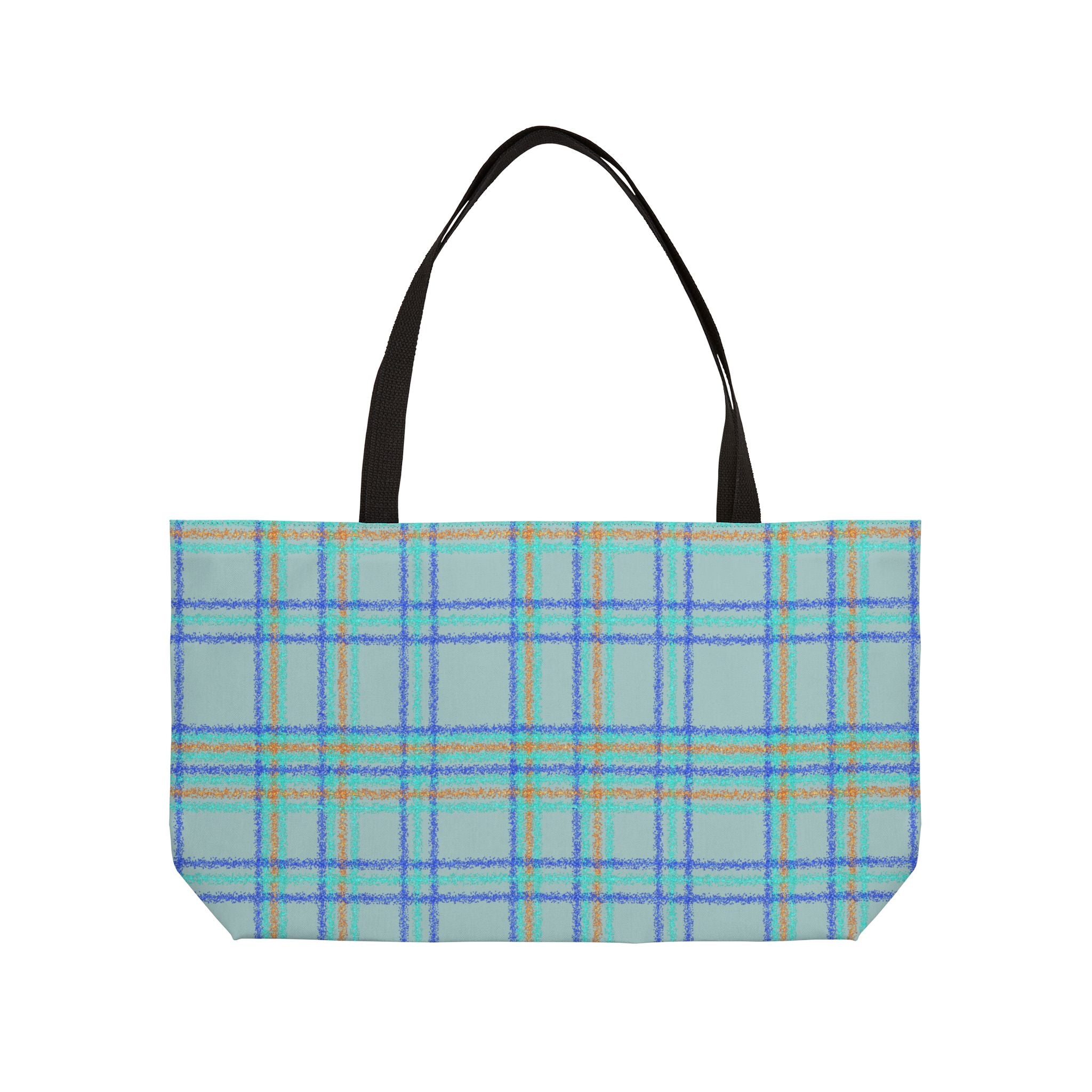 Blue Plaid Weekender Tote Bag – Lightweight Travel & Beach Carryall