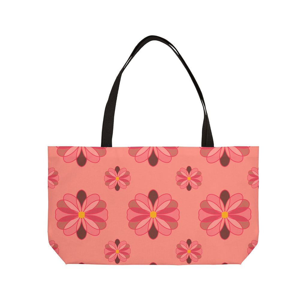Weekender Tote Bag — Retro Pink Floral Pattern Travel Tote