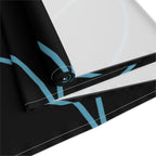 Modern Geometric Table Runner — Black with Blue Interlocking Circles
