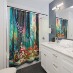Whimsical Mushroom Grove Shower Curtain — Fantasy Forest Bathroom Decor