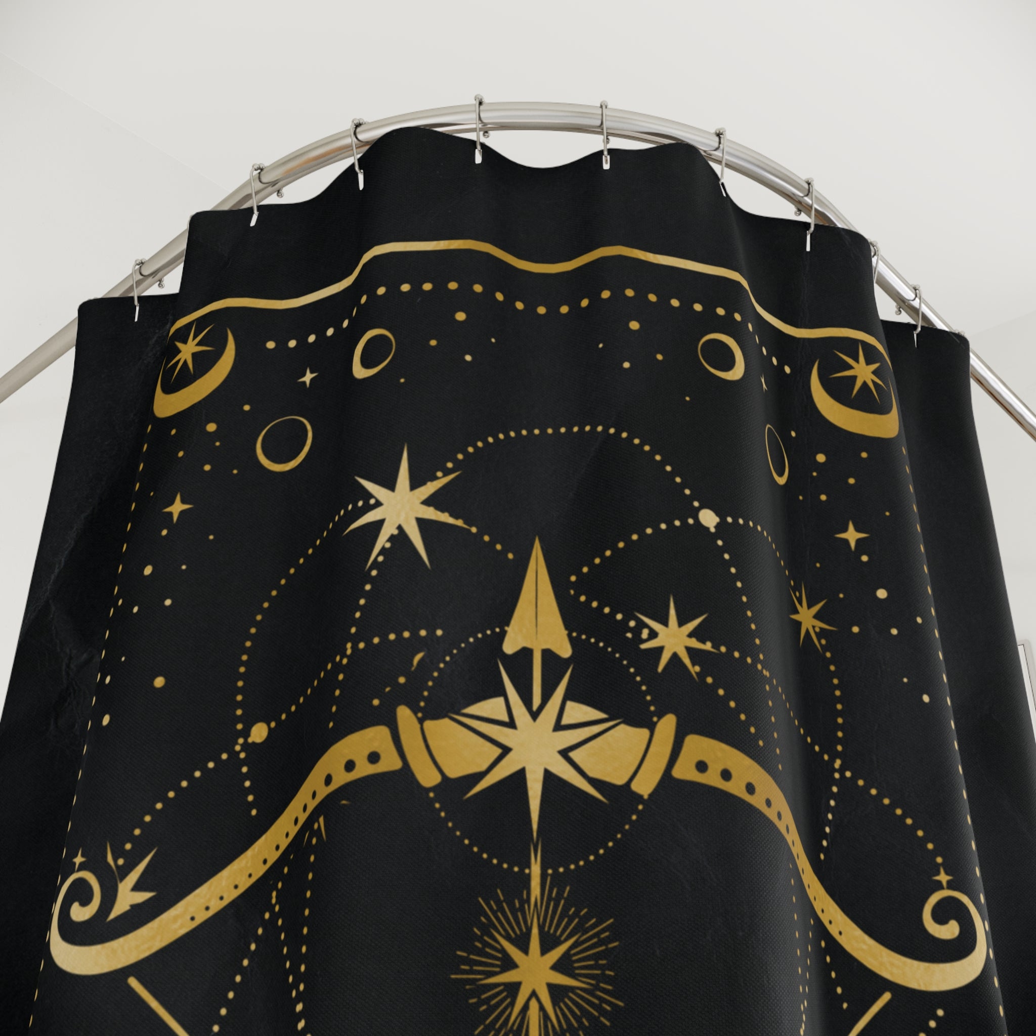 Sagittarius Zodiac Shower Curtain — Gold Archer Astrology Bathroom Decor
