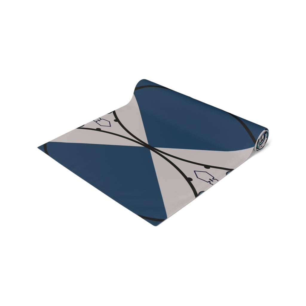 Geometric Navy Tile Table Runner
