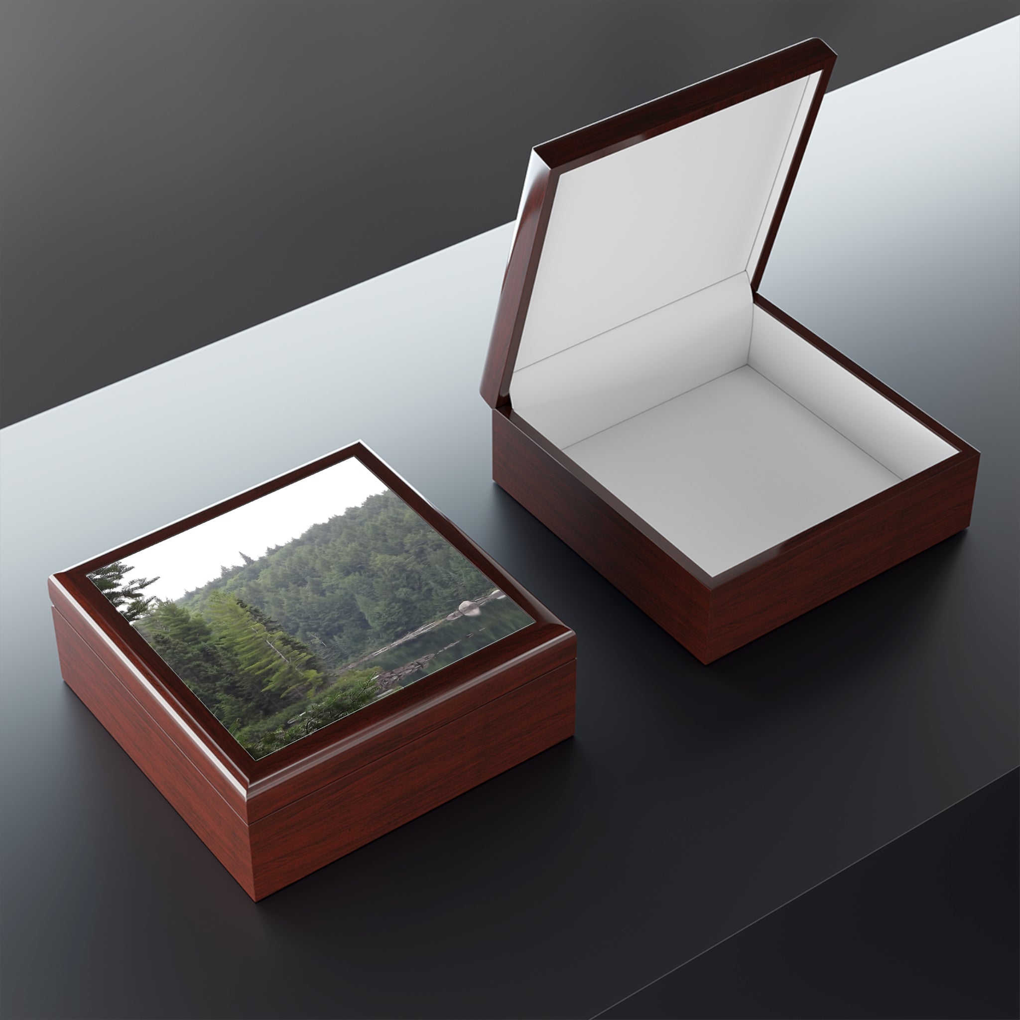 Forest Lake Jewelry Box – Scenic Nature Keepsake Box