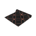 Geometric Rose Gold Circle Table Runner — Modern Black Cotton-Poly Decor