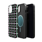 Geom Stripe Magnetic Phone Case — Black with Mint & Lavender Pattern