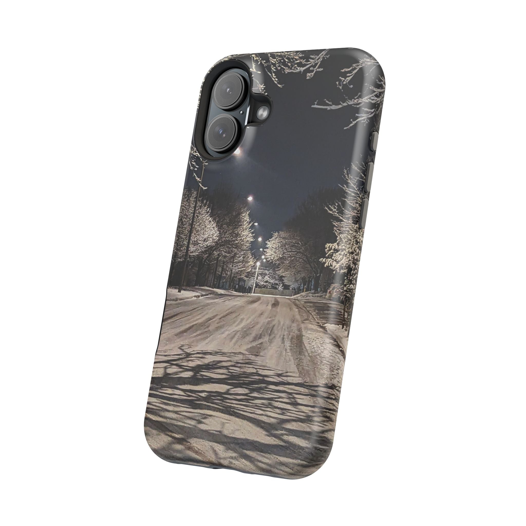 Winter Night Snow Road Magnetic Impact-Resistant Phone Case