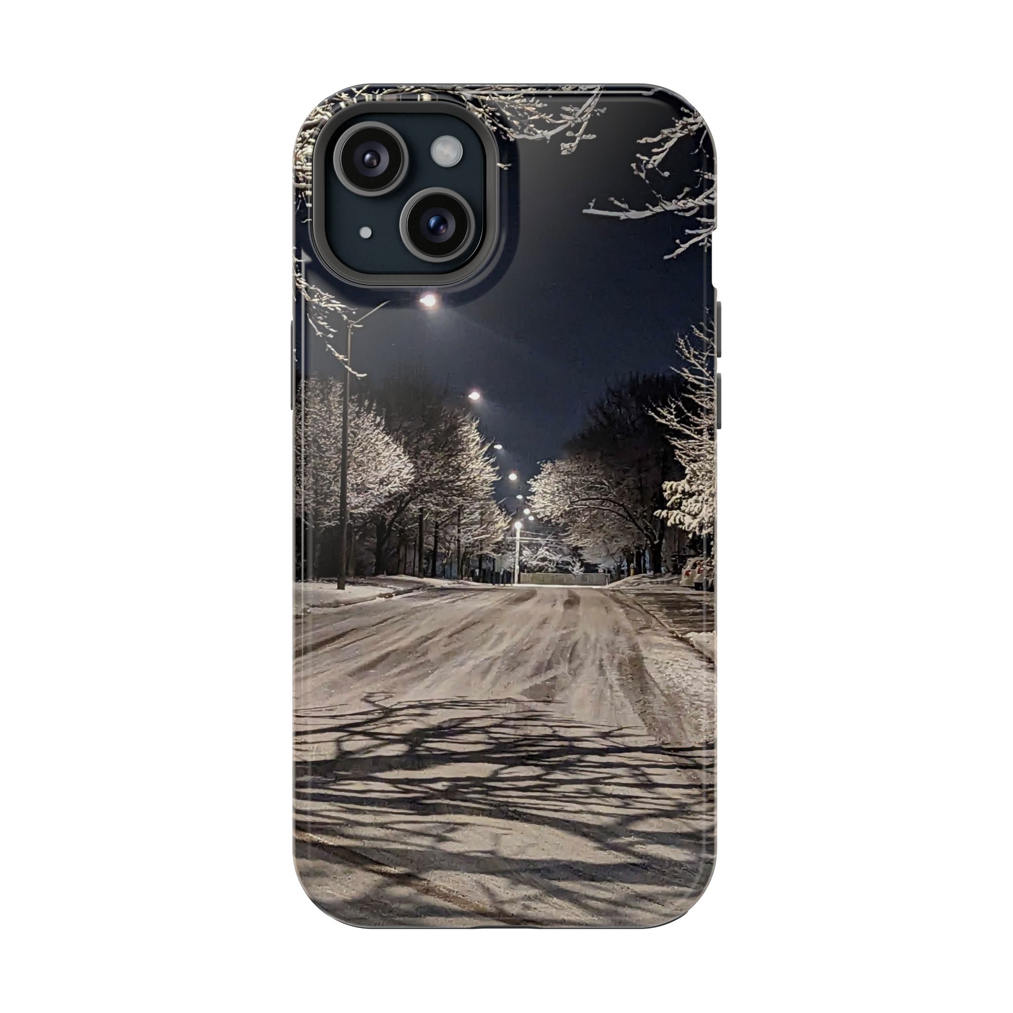 Winter Night Snow Road Magnetic Impact-Resistant Phone Case
