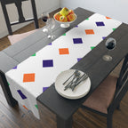 Geometric Diamond Pattern Table Runner — Modern Colorful Cotton-Poly Decor