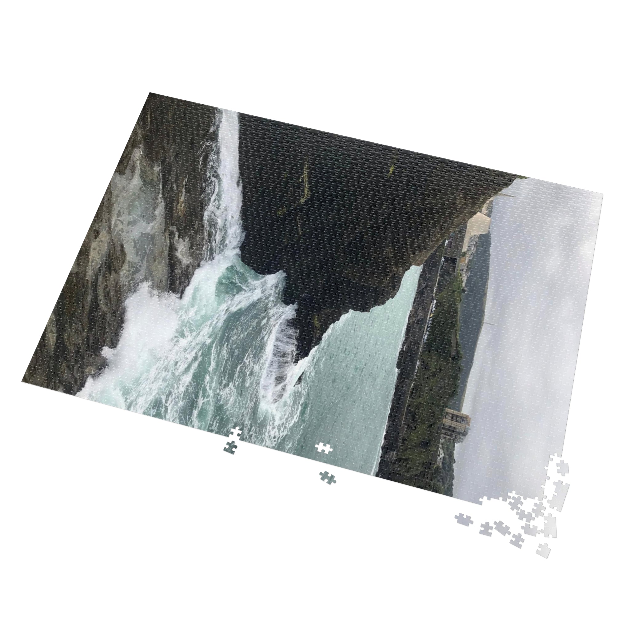 Coastal Cliff Jigsaw Puzzle with Tin – Ocean Waves Seascape Puzzle