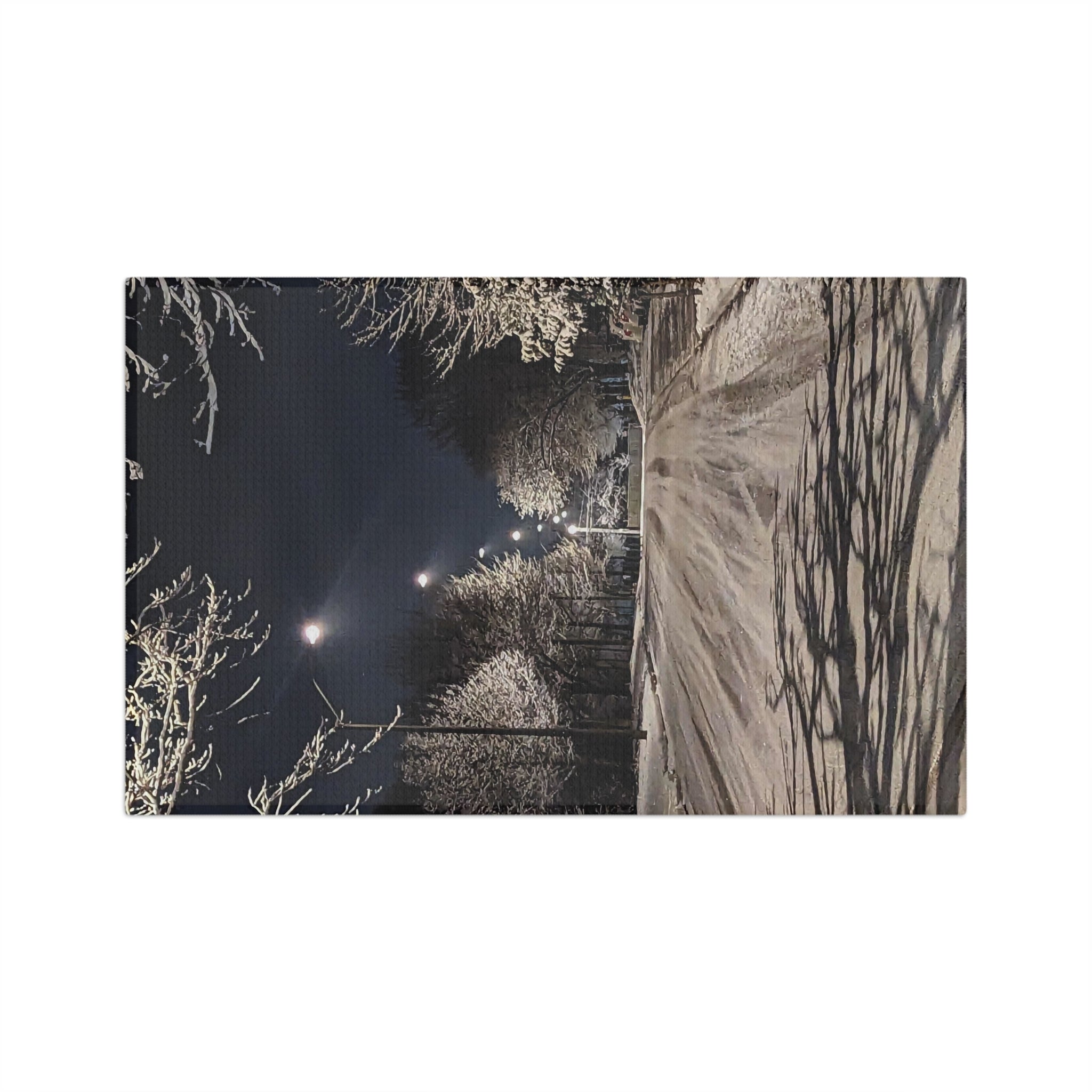 Snowy Street Night Microfiber Tea Towel — Winter Lane Kitchen Towel