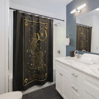 Aquarius Zodiac Shower Curtain — Gold Celestial Horoscope Bathroom Decor