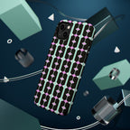 Geom Stripe Magnetic Phone Case — Black with Mint & Lavender Pattern