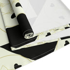 Geometric Heart Quilt Table Runner — Black & Cream Modern Farmhouse Decor